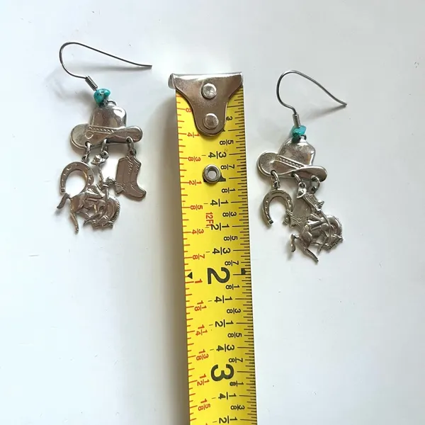 Back In The Saddle Cowboy western turquoise dangle earrings - Image 5