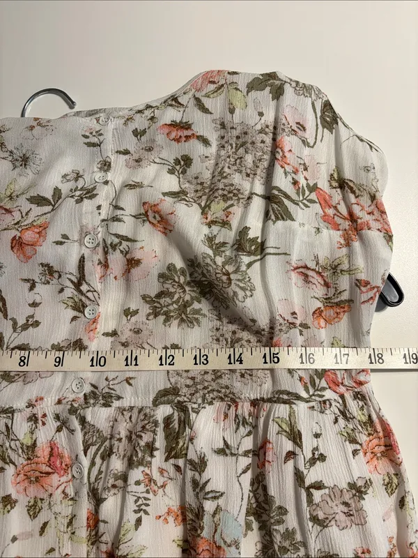 Frye Floral Button-Front sleeveless Maxi Dress White with Pink & Olive large - Image 11