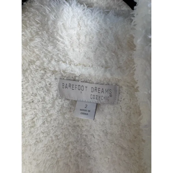 Barefoot Dreams CozyChic Robe Women Size 2 L XL White Plush Belted Loungewear - Image 2