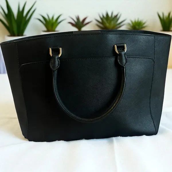 Michael Kors Black Saffiano‎ Leather East West Tote Bag Handbag Large - Image 2