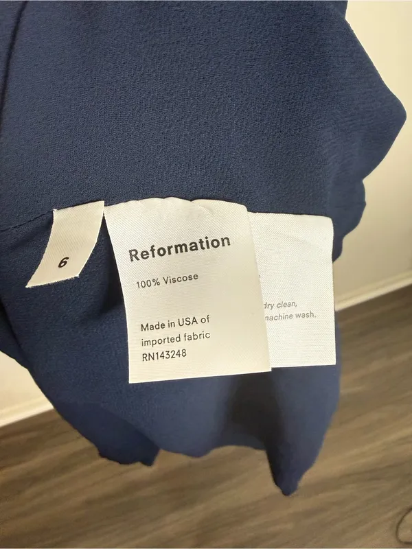 Reformation Rosehip Midi Dress Navy Blue Size 6 - Image 4