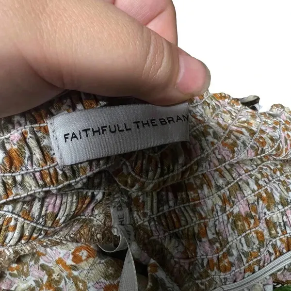 Faithfull The Brand Es‎ Saada Floral Smocked Dress Brown Pink Size 2 - Image 12