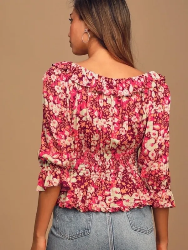 Free People Sweet Memories Blouse in Fruit Punch Combo - Size S - Image 9