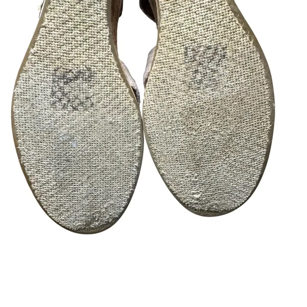TOMS Shoes Womens Size 9 Beige Linen Strappy Wedge Sandals Cork Heel Ankle Strap - Image 10