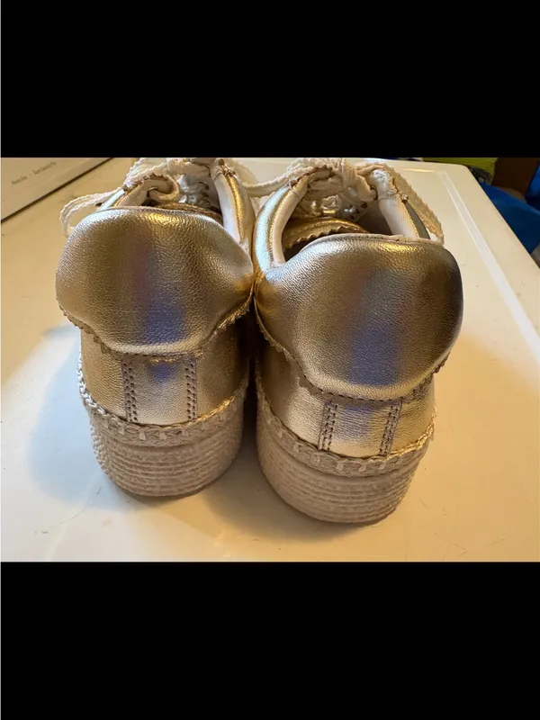 Dolce Vita Metallic Silver Lace-Up Platform Sneakers lennix 9.5 - Image 6