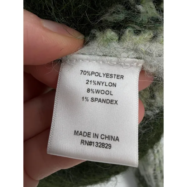 Lovers and Friends Tanessa Argyle Sweater Womens XS Green Fuzzy Knit Preppy Wool - Image 5