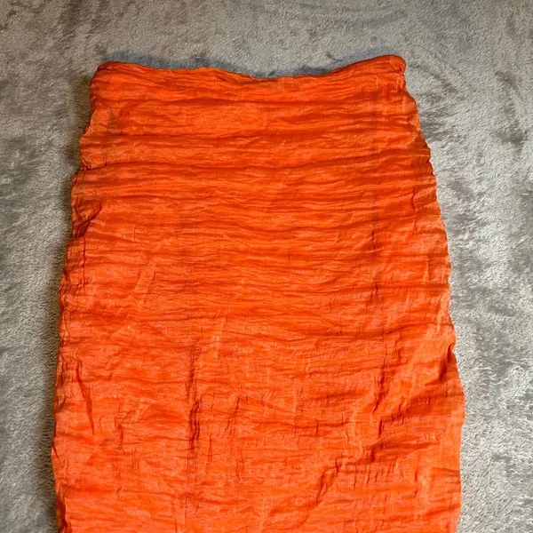 Yigal Azrouel Orange V-Neck‎ Crinkle Bodycon Dress Size 2 - Image 3