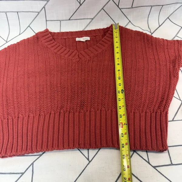Aeropostale V-Neck Sweater Small Rust Orange Cropped Shaker Knit‎ Long Sleeve - Image 3