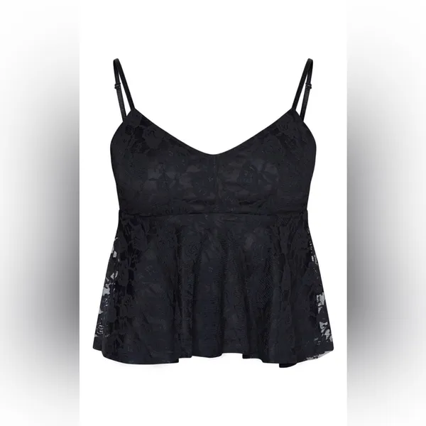 Nwt Naanaa Black Lace Peplum Strappy Cami Top Size Xs - Image 4