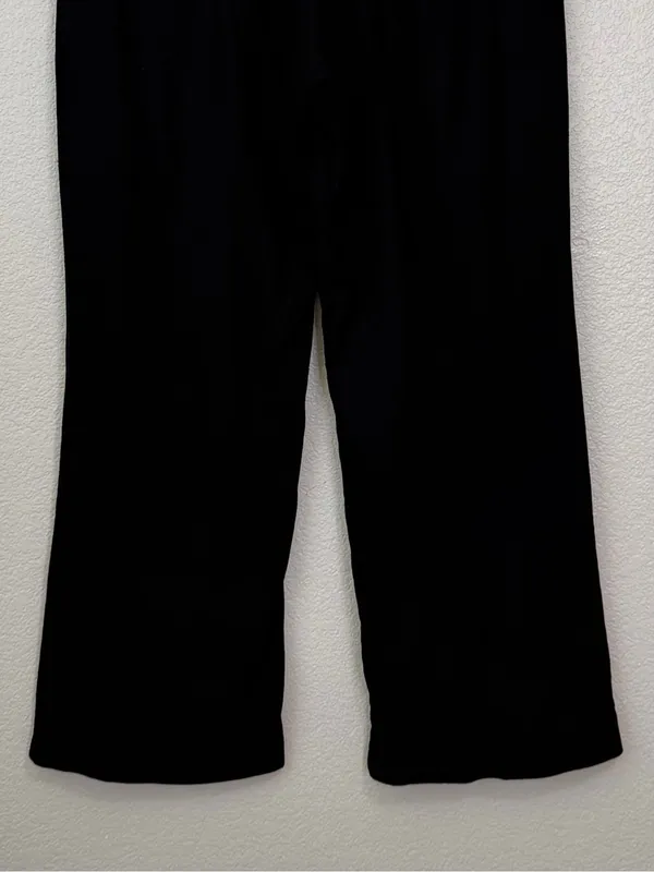 Old Navy Linen Blend Black Taylor Wide Leg Trouser Pants, Sz Large - Image 8