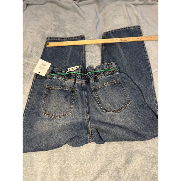 KDB by Kahlana Womens High Rise Paperbag Waist Wide Leg Jeans Dark Wash Size 10 - Image 4