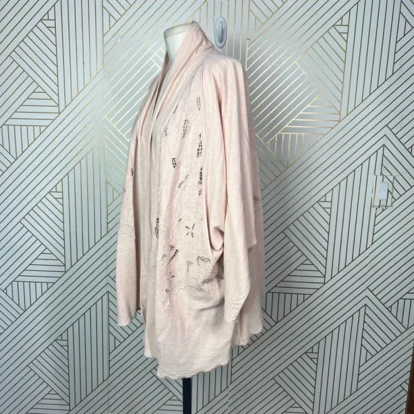 Free People Cool Nights Crochet Cardigan Conch Pink Size Small‎ - Image 7