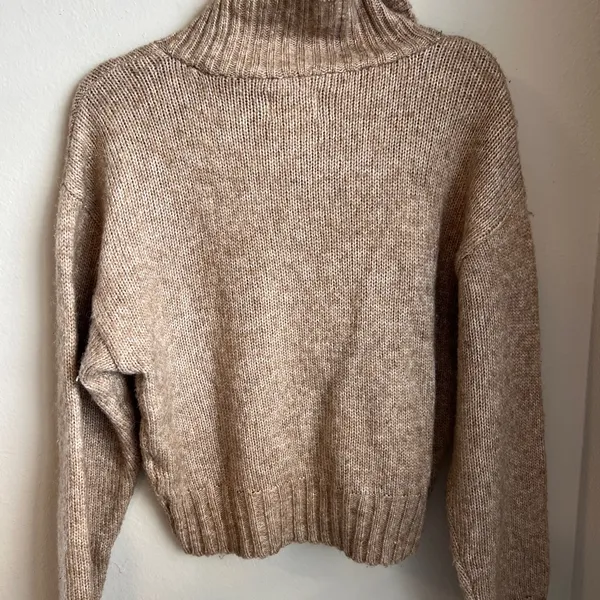 American Eagle Tan Half-Zip Sweater - Image 2