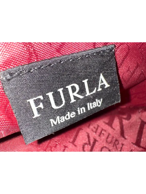 Furla Red Leather Shoulder Bag with Studded Strap - Image 5