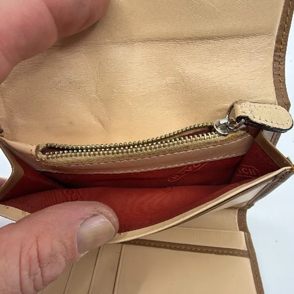 Coach Brown Signature C Canvas Leather Trifold Wallet - Image 7