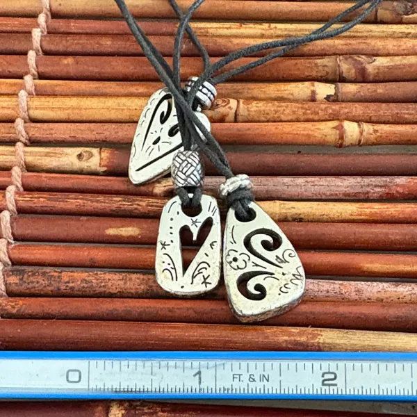 Brighton Silver and Black Triple Strand Heart Pendant Necklace 16”-18” - Image 4