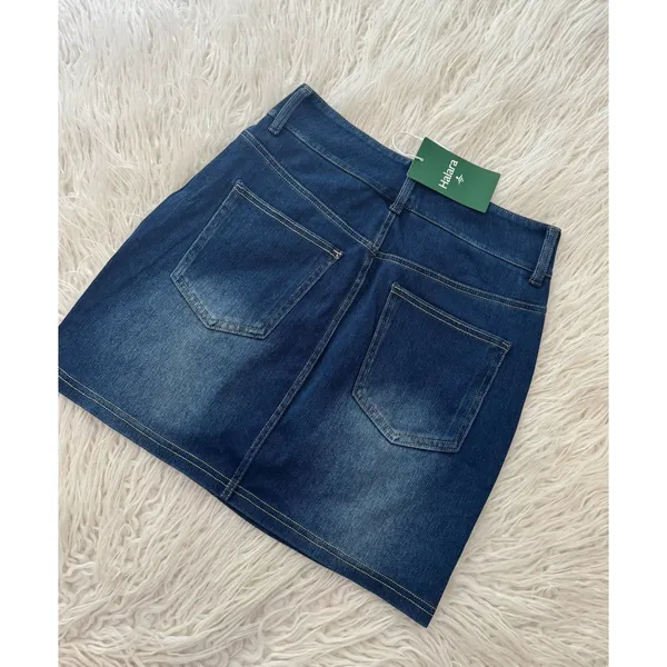 Halara Flex High Waisted Mini Washed Denim Casual Skirt Bright Blue Denim XS - Image 8