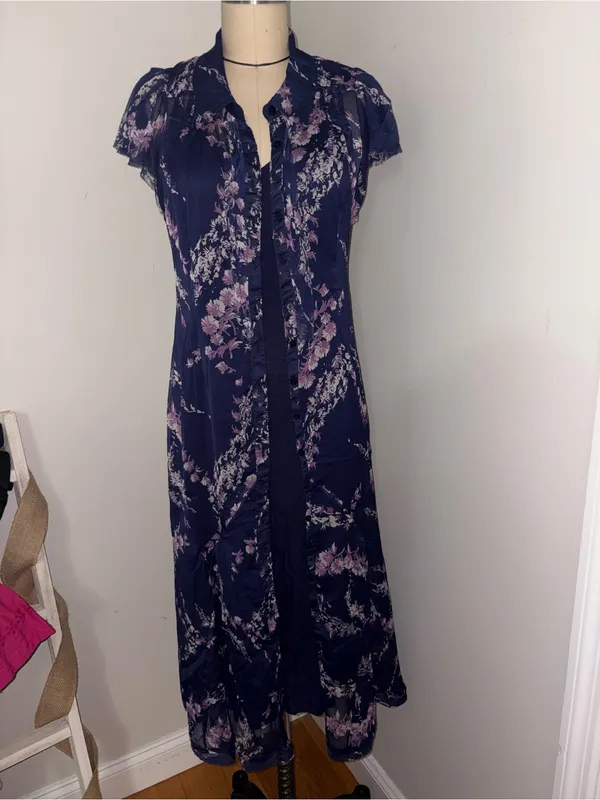 Free People Navy Combo Cannaday Maxi Dress Size Small - Image 4