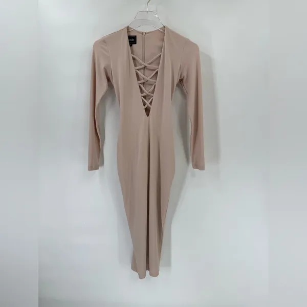 Nookie Ti amo v‎ neck cross cross long sleeve midi dress size 8 - Image 2