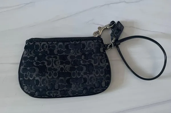 Coach Patent Leather CC Black and Silver Wristlet - Image 3