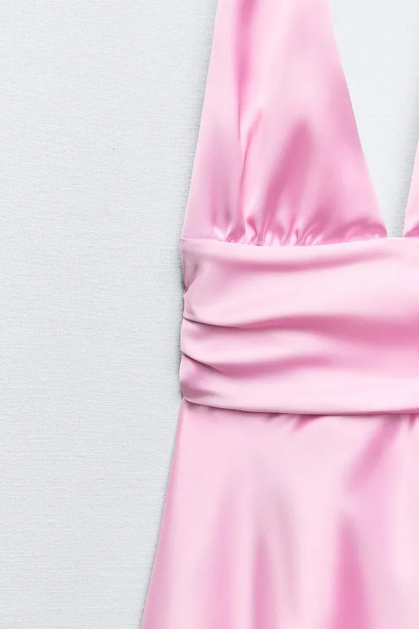 Zara dress mini halter pink satin Bow 🍬 🎀 wedding party coctail bridal shower - Image 16