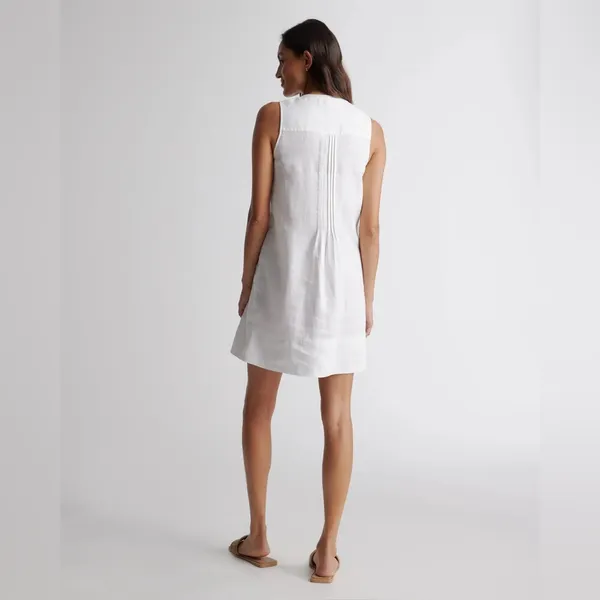 NWT Quince 100% European Linen Sleeveless Swing Dress White Sz L - Image 5