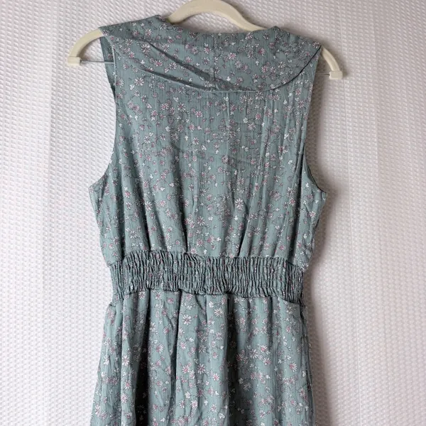 Floral‎ Mini Dress Women Small Sage Green Sundress Prairie Fairy Babydoll Gilli - Image 3