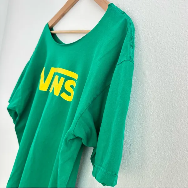 Vans Green Destroyed off the shoulder Tee - Image 2