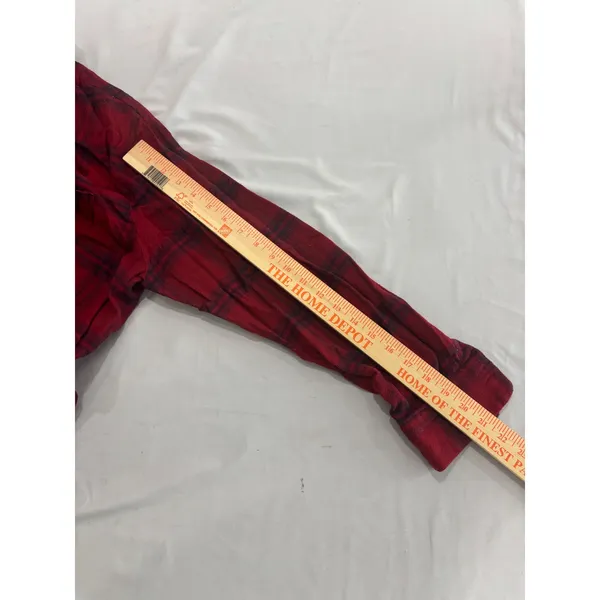 Madewell Red Plaid Flannel Button Down Shirt Cotton Long‎ Sleeve Size L - Image 4