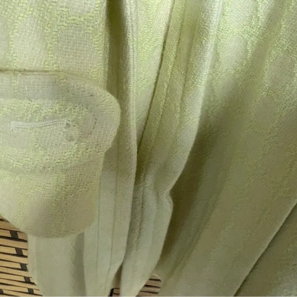 Banana Republic‎ Lime Green And White Wool Blend Trench Coat Size XS - Image 6