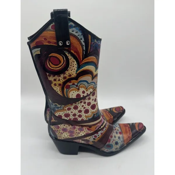 Nomad Yippy Women's Multicolor Western Cowboy Rain Boots Size 7 Artistic - Image 3