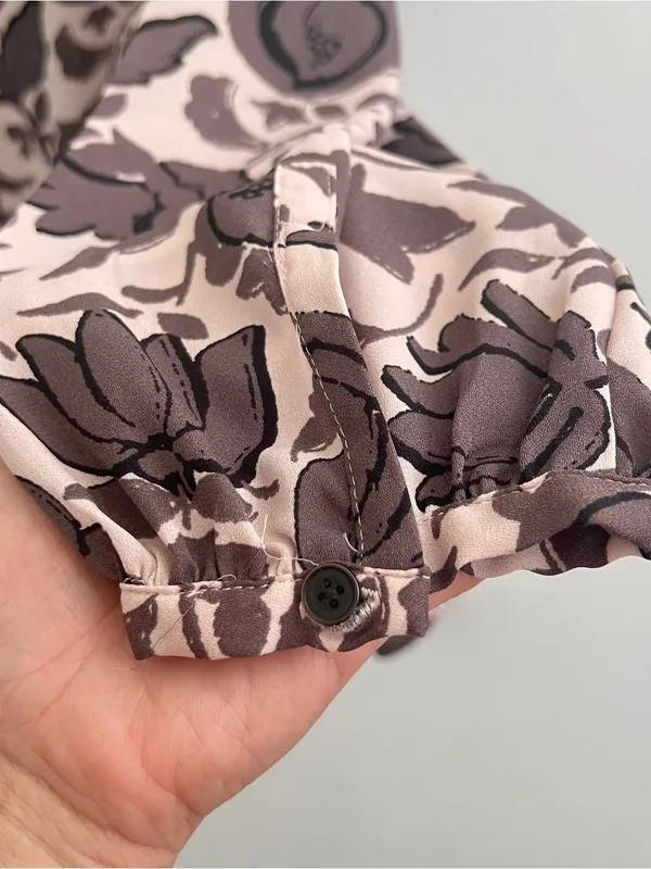 NEW LOFT Women Floral Blouse Top Long Sleeve Pink Brown Size MEDIUM - Image 4