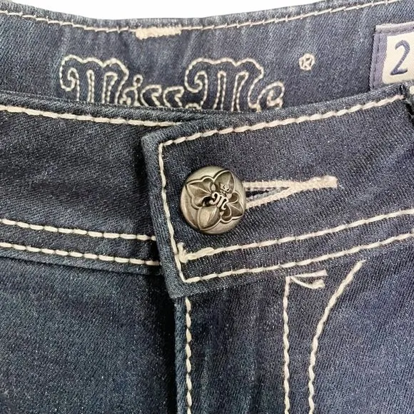 Miss Me Women's Easy Skinny Jeans Size 27 | 4 Dark Wash FDL Embellished Y2K Jean - Image 9