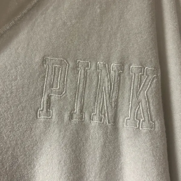 PINK Victoria's Secret Terry White V-neck Top size M - Image 2