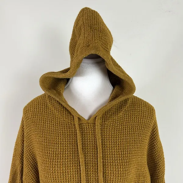 Aerie Waffle Knit Hoodie‎ in Mustard Yellow Size Medium - Image 7