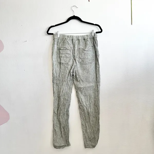 Anthropologie Seashore Striped Linen Pants Green Coastal Minimalist‎ XS - Image 2