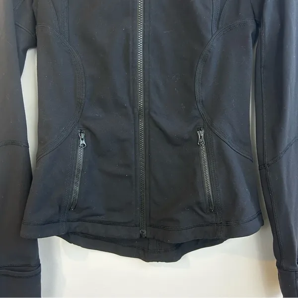 Lululemon Black Forme High Neck Zip Up Jacket w/ Thumb Holes Size 6 - Image 10