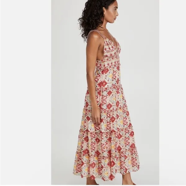 Alice + Olivia 10 Karolina Maxi Dress Braided Strap Tiered Ruffle Ikat Print‎ - Image 2
