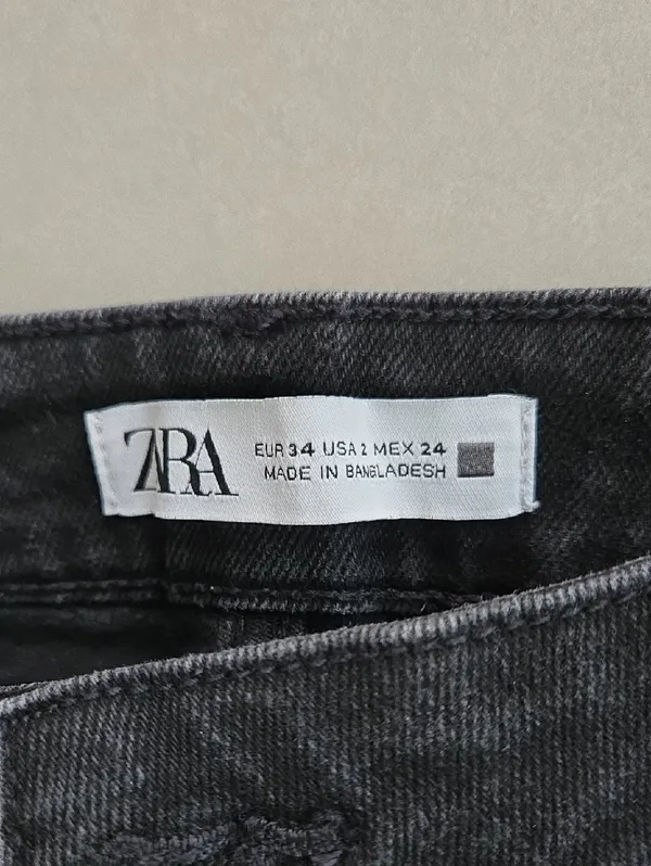 Zara Black Flared Jeans with Distressed Frayed Hem Size 2 - Image 5