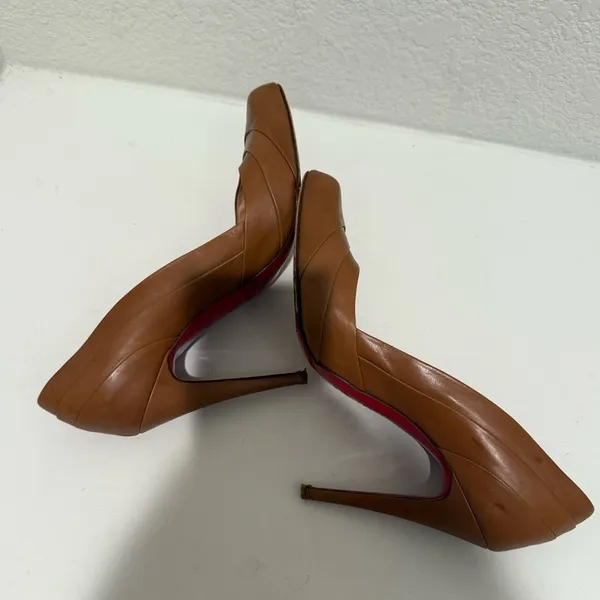 Christian Louboutin Insectika 100 Seta Caramel Tan High Heels 40.5 - Image 10