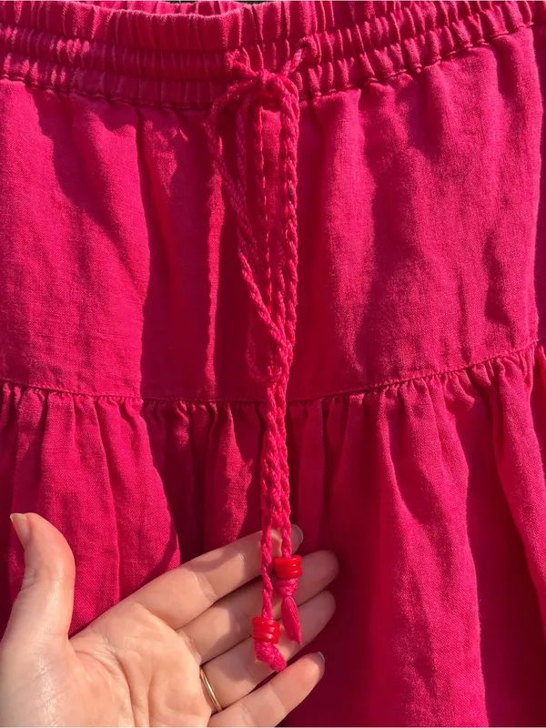 Gap Women’s Hot Pink Linen Tiered Skirt Size XS Boho Y2K Peasant Colorful - Image 3