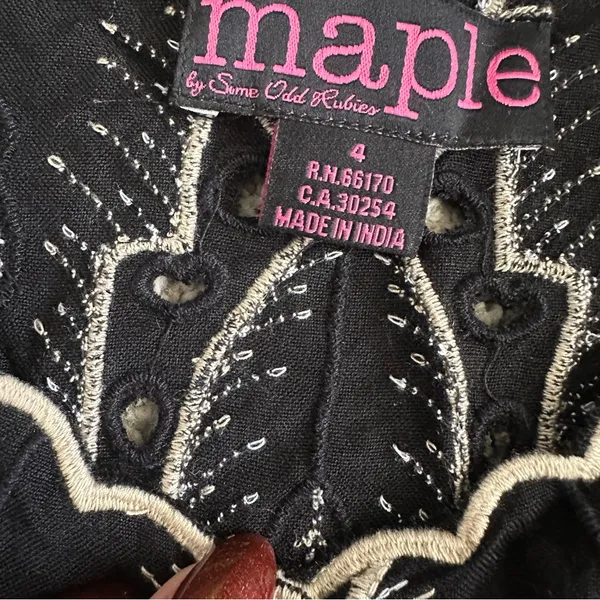 Maple Anthropologie Odd Rubies Embroidered Peplum Top - Image 5
