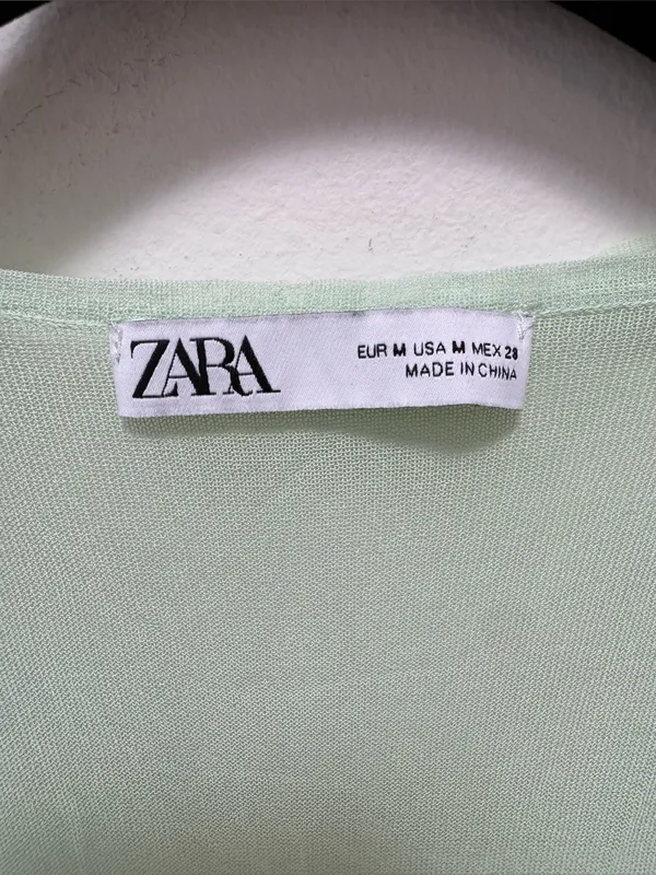 ZARA Light Mint Sheer Layered Tank Top - Image 3