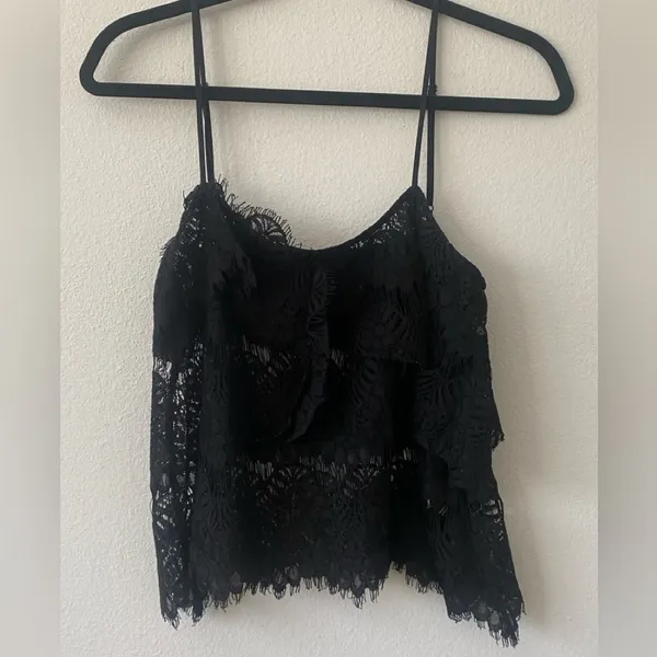 The Kooples Sport Flower Relief Lace Cami Y2K Cropped Tank Floral Detail - Image 6