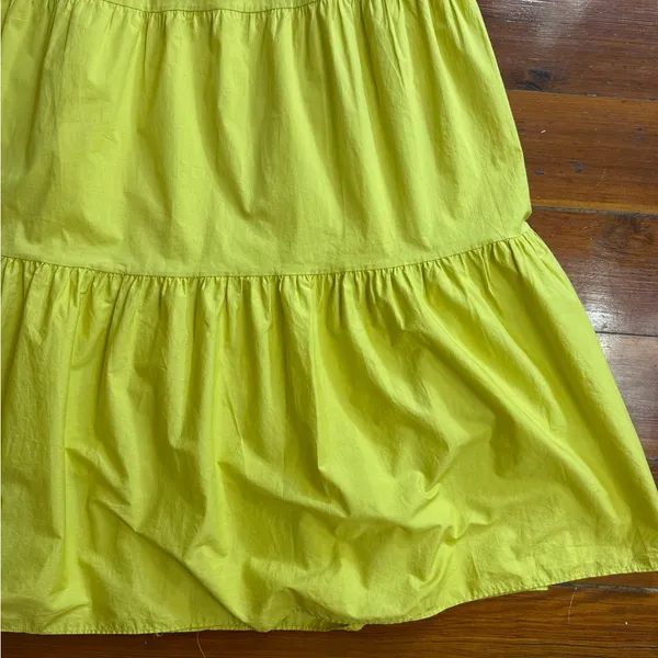 English Factory Chartreuse Square Neck Flutter Sleeve Tiered Midi Dress Sz S 🧡🍄 - Image 11
