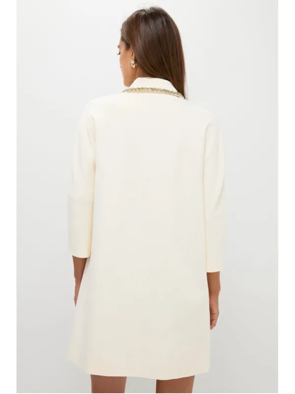 New Tuckernuck Winter White Embellished Nicola Dress Large Boxy Formal Classic - Image 5