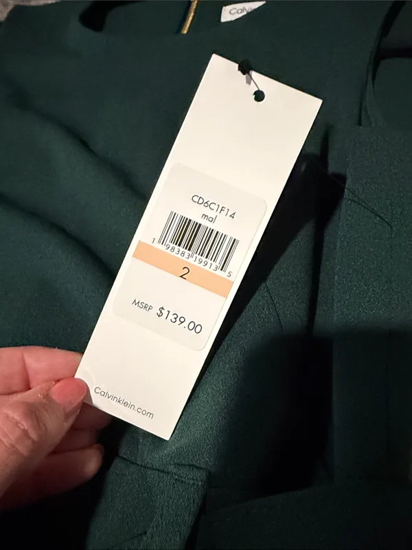 Calvin Klein NWT Sleeveless Belted Fit & Flare Midi Dress in Malachite Green - Image 9