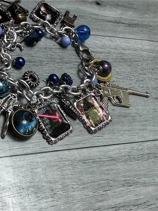 Star Wars Silver-Tone Charm Bracelet Watch Accessory with Blue Accents - Image 4