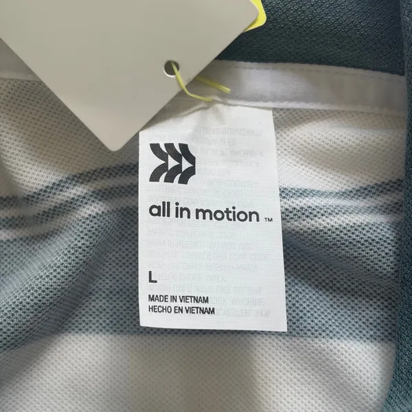 All In Motion Womens Striped Polo Tee Teal White Moisture Wicking‎ Size Large - Image 6