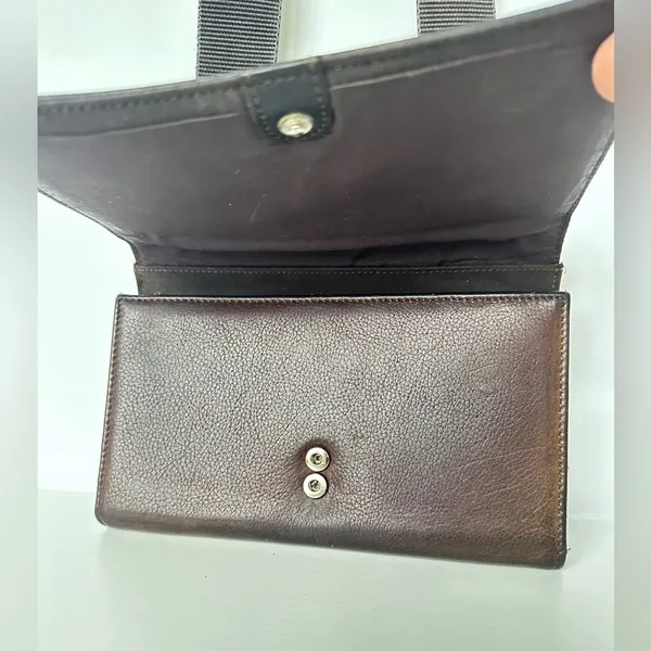 Fossil Brown Genuine Leather Wallet Crossbody Bag Organizer - Image 5